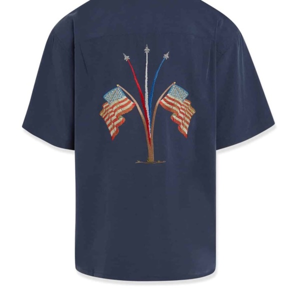 USA FLAG BAMBOO CAY SHIRT ORIGINAL XL Embroidered Patriotic Eclectic Grandpa - Picture 2 of 10